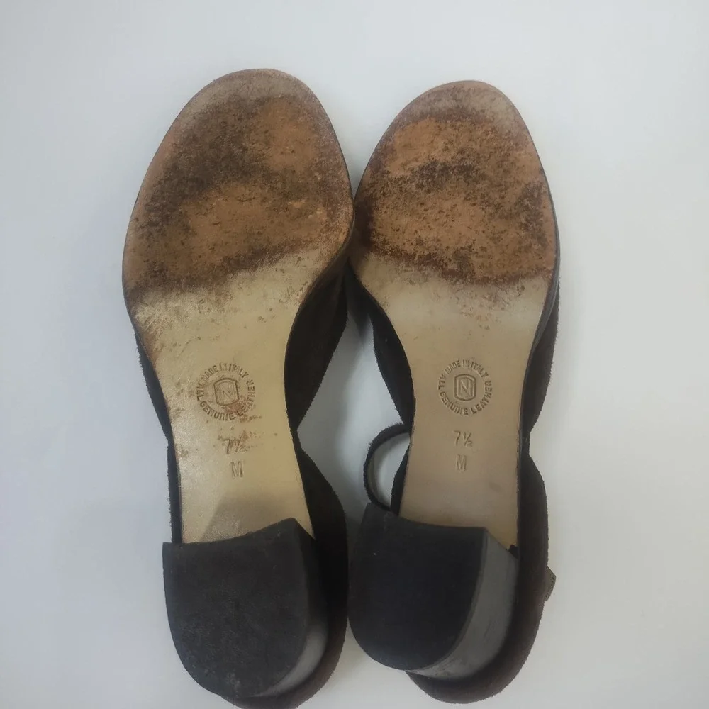 Nordstrom Mary Jane Heels Womens 7.5 Chocolate Brown Suede Leather Made in Italy